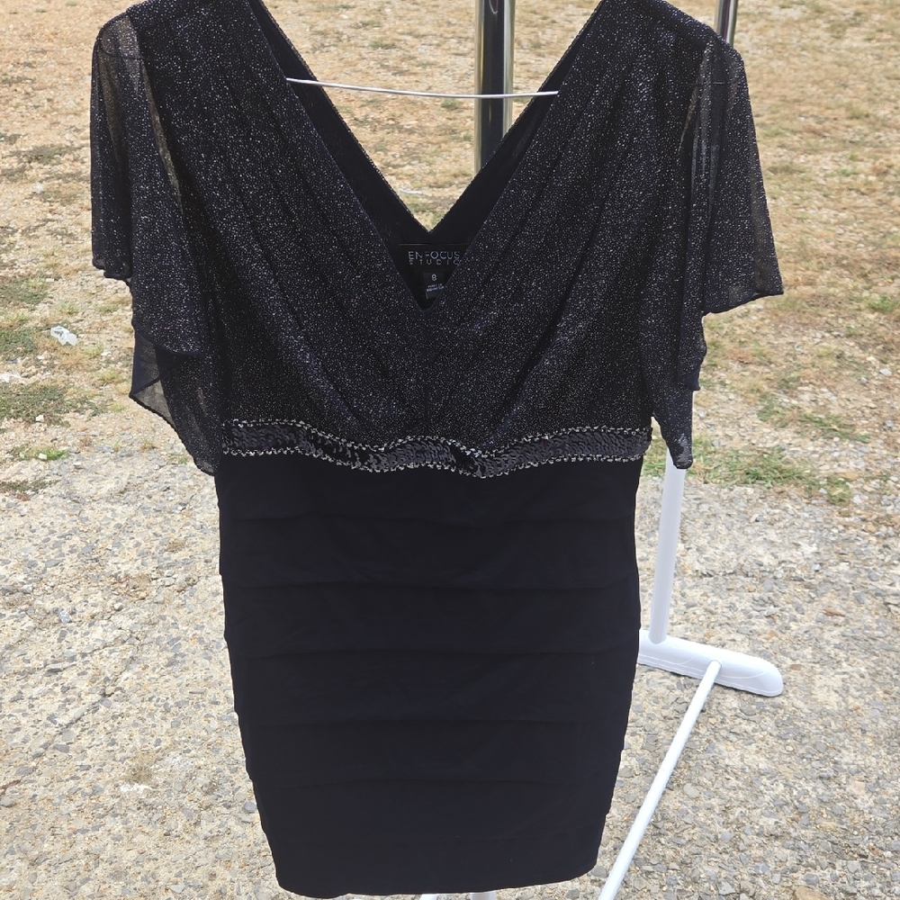 Phoebe Couture Black Glitter Mini Dress